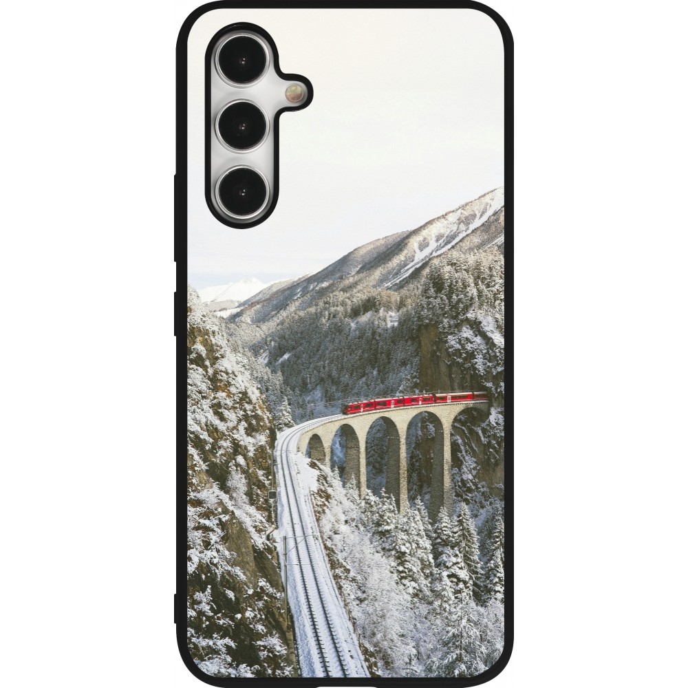 Coque Samsung Galaxy A54 5G - Silicone rigide noir Winter 25 Winter polar express