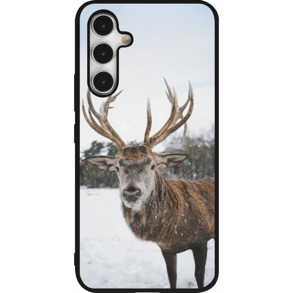 Coque Samsung Galaxy A54 5G - Silicone rigide noir Winter 25 Winter reindeer