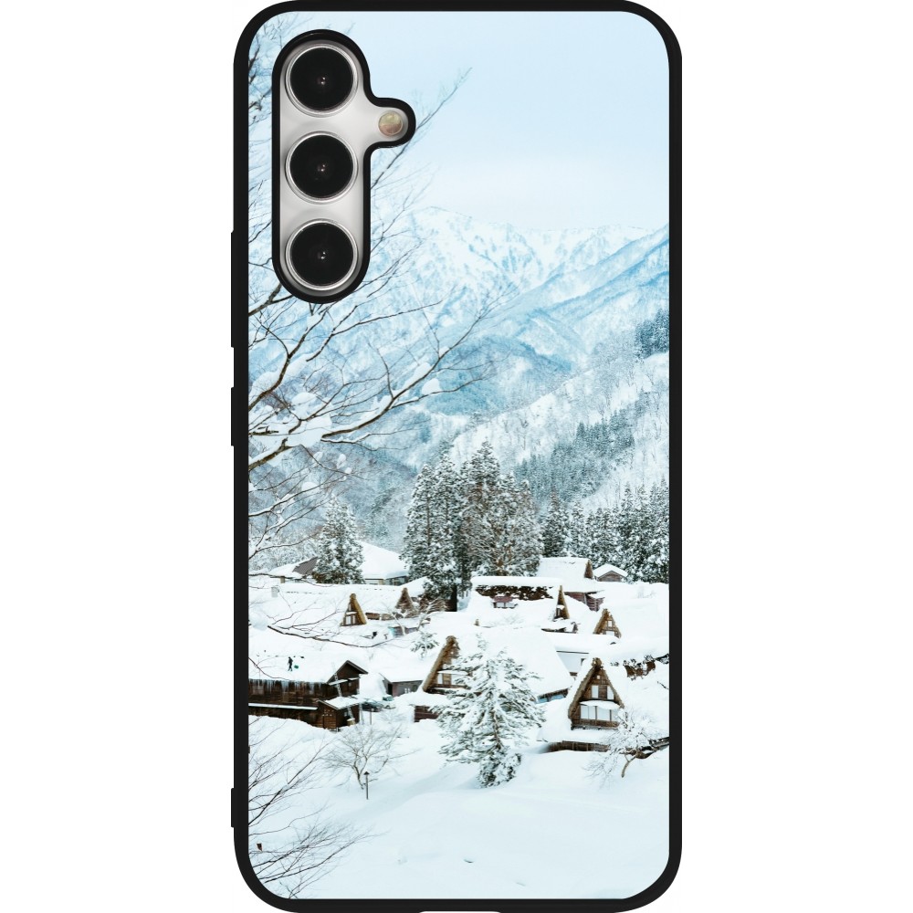 Coque Samsung Galaxy A54 5G - Silicone rigide noir Winter 25 Winter snowy landscape