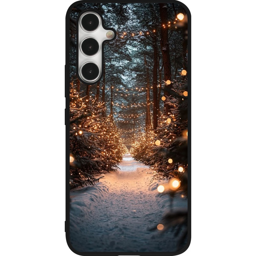 Coque Samsung Galaxy A54 5G - Silicone rigide noir Winter 25 Winter snowy road