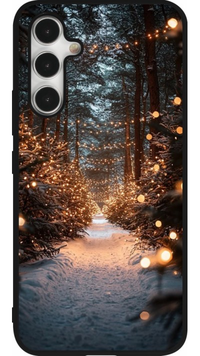 Coque Samsung Galaxy A54 5G - Silicone rigide noir Winter 25 Winter snowy road