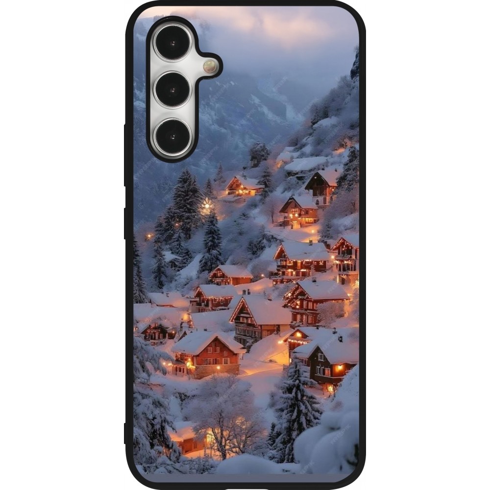 Coque Samsung Galaxy A54 5G - Silicone rigide noir Winter 25 Winter snowy village