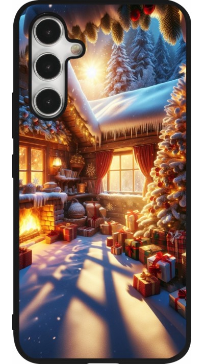 Samsung Galaxy A54 Case Hülle - Silikon schwarz Weihnachten Chalet Feerie