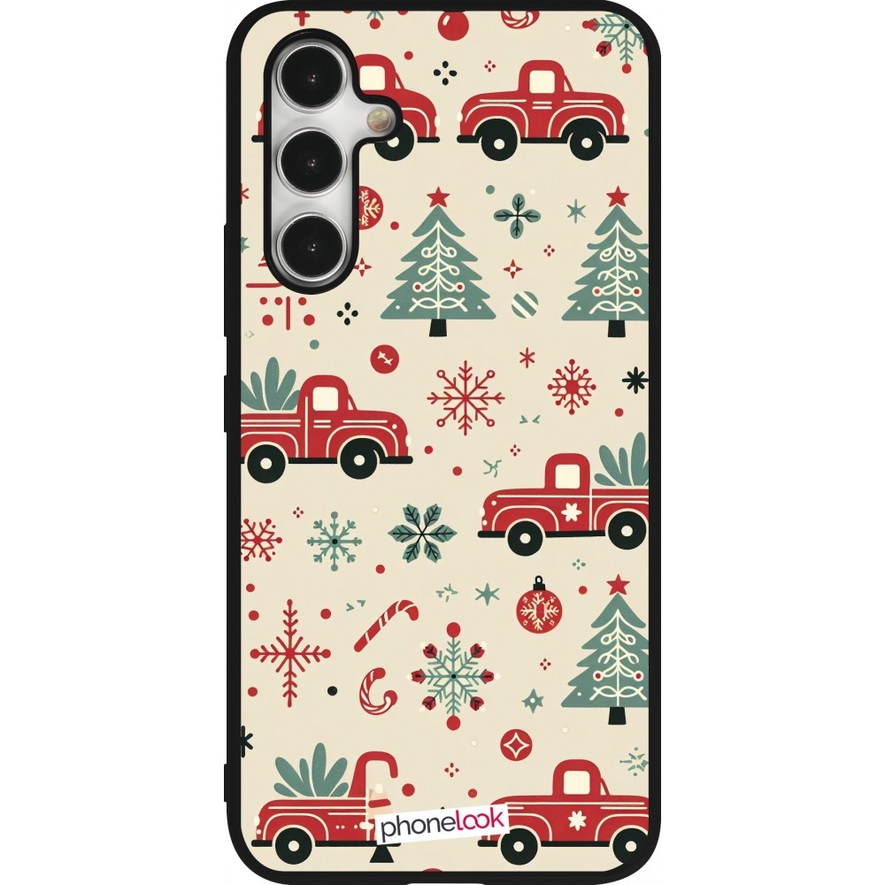 Coque Samsung Galaxy A54 5G - Silicone rigide noir Noël 2024 Camion Sapin