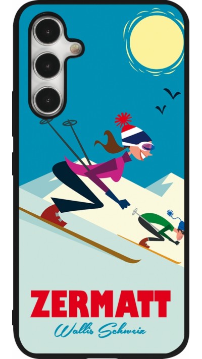 Coque Samsung Galaxy A54 5G - Silicone rigide noir Zermatt Ski Downhill