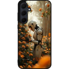 Coque Samsung Galaxy A55 5G - Silicone rigide noir Astronaut flowers 2025