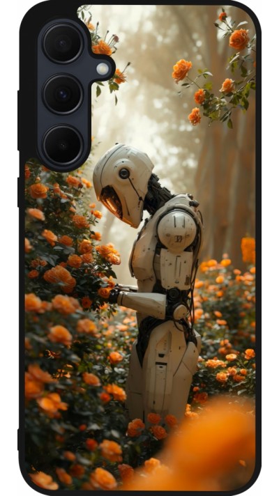 Coque Samsung Galaxy A55 5G - Silicone rigide noir Astronaut flowers 2025
