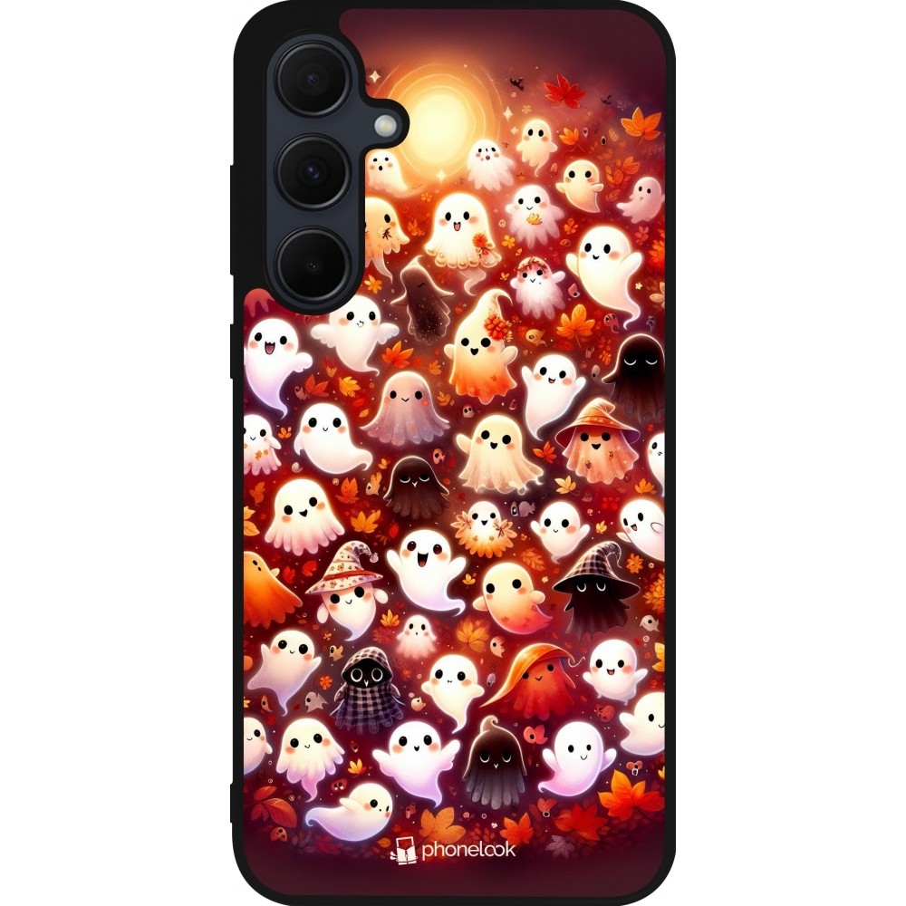 Coque Samsung Galaxy A55 5G - Silicone rigide noir Fantômes automne mignons