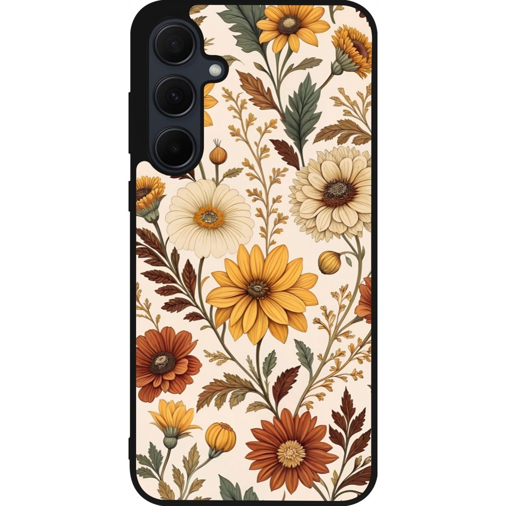 Samsung Galaxy A55 5G Case Hülle - Silikon schwarz Autumn 25 Flower pattern