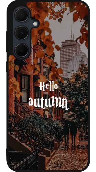 Coque Samsung Galaxy A55 5G - Silicone rigide noir Autumn 25 Hello autumn