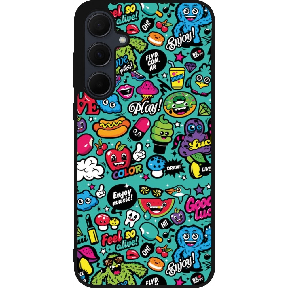 Coque Samsung Galaxy A55 5G - Silicone rigide noir Cartoons old school