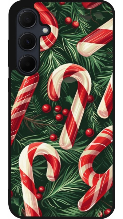 Coque Samsung Galaxy A55 5G - Silicone rigide noir Christmas 25 Xmas Stick