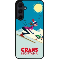 Coque Samsung Galaxy A55 5G - Silicone rigide noir Crans-Montana Ski Downhill