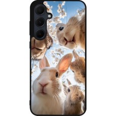 Coque Samsung Galaxy A55 5G - Silicone rigide noir Easter 2026 Rabbits
