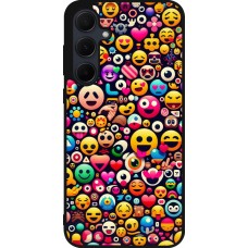 Coque Samsung Galaxy A55 5G - Silicone rigide noir Emoji Mix Color