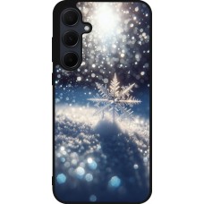 Coque Samsung Galaxy A55 5G - Silicone rigide noir Flocon Solaire Éclat