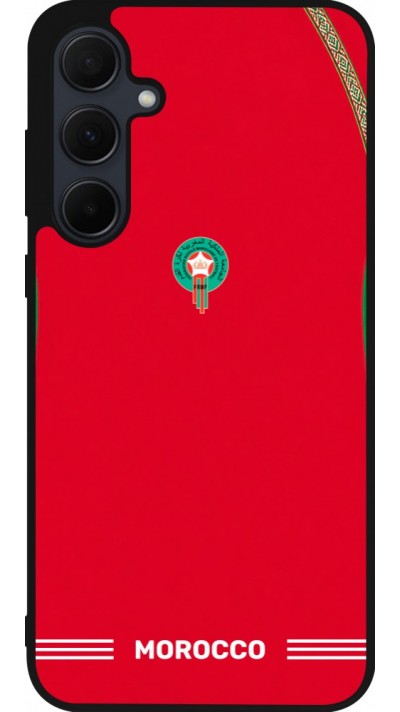 Coque Samsung Galaxy A55 5G - Silicone rigide noir Maillot de football Maroc 2026 personnalisable