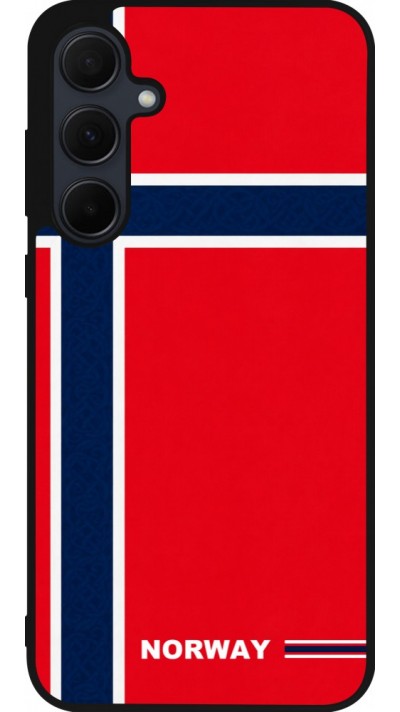 Coque Samsung Galaxy A55 5G - Silicone rigide noir Maillot de football Norvège 2026 personnalisable