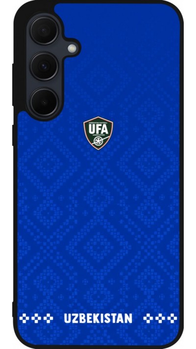 Coque Samsung Galaxy A55 5G - Silicone rigide noir Maillot de football Ouzbékistan 2026 personnalisable