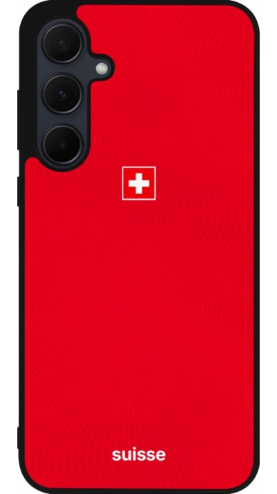 Coque Samsung Galaxy A55 5G - Silicone rigide noir Maillot de football Suisse 2026 personnalisable