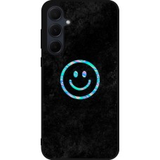 Coque Samsung Galaxy A55 5G - Silicone rigide noir Happy smiely irisé