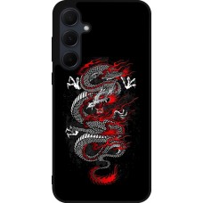 Samsung Galaxy A55 5G Case Hülle - Silikon schwarz Japanese style Dragon Tattoo Red Black