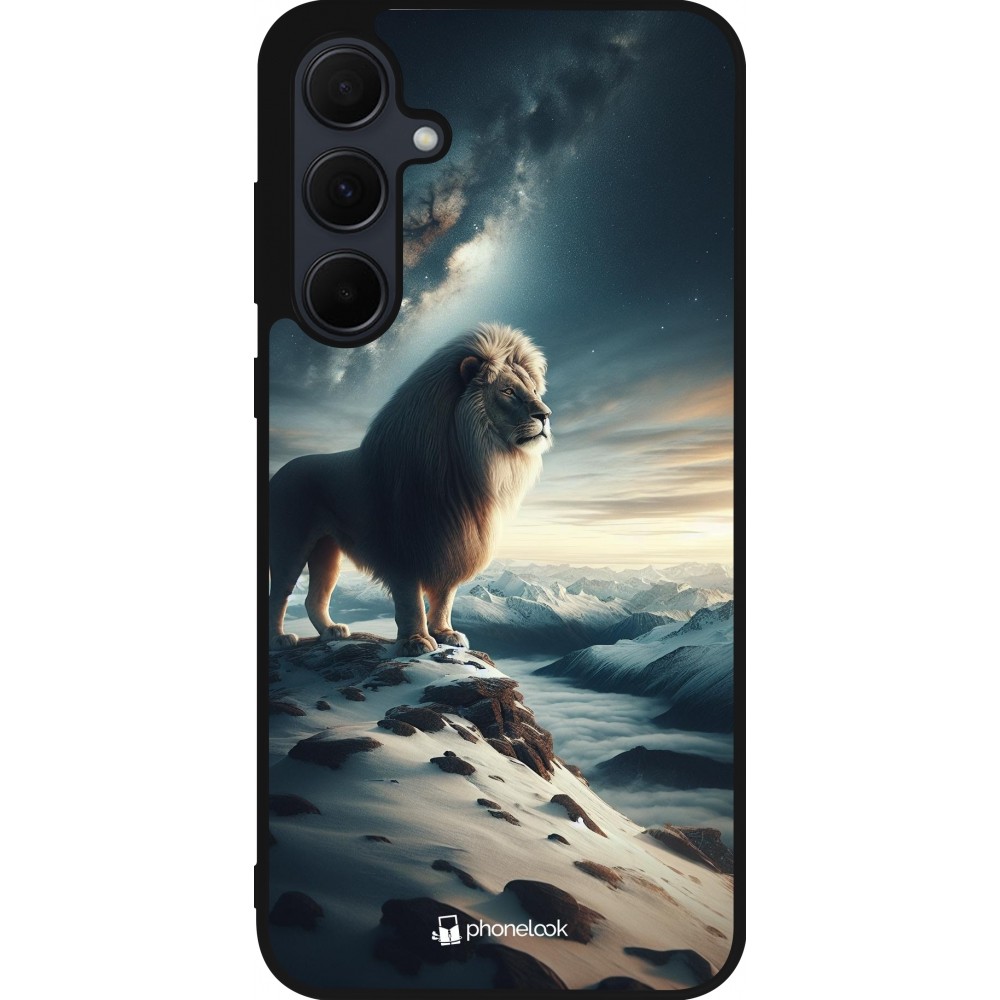 Samsung Galaxy A55 5G Case Hülle - Silikon schwarz Der weisse Loewe