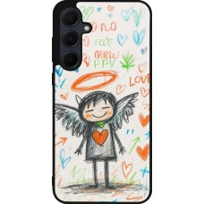 Coque Samsung Galaxy A55 5G - Silicone rigide noir Little Angel Sketch Love