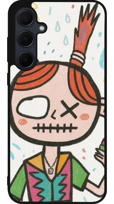 Coque Samsung Galaxy A55 5G - Silicone rigide noir Little Girl Sketch
