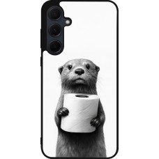 Coque Samsung Galaxy A55 5G - Silicone rigide noir Loutre papier de toilette