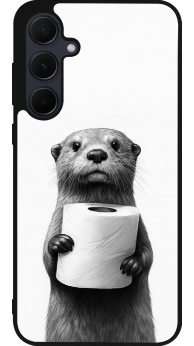 Coque Samsung Galaxy A55 5G - Silicone rigide noir Loutre papier de toilette