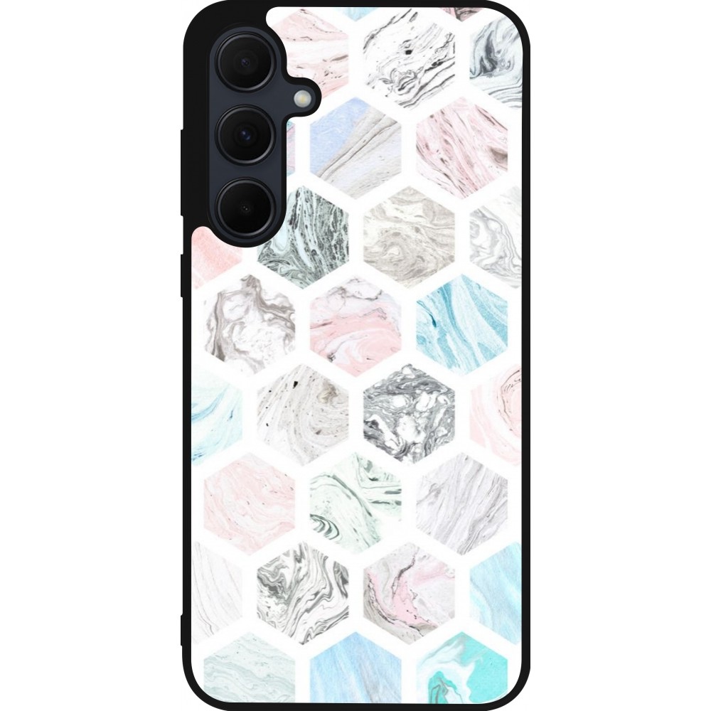 Coque Samsung Galaxy A55 5G - Silicone rigide noir Marble Everything