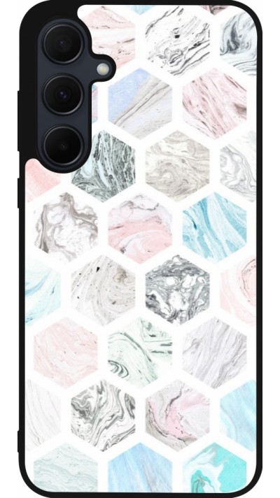 Coque Samsung Galaxy A55 5G - Silicone rigide noir Marble Everything