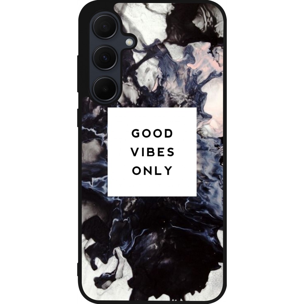 Coque Samsung Galaxy A55 5G - Silicone rigide noir Marble Good Vibes Only