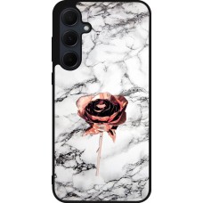 Coque Samsung Galaxy A55 5G - Silicone rigide noir Marble Rose Gold