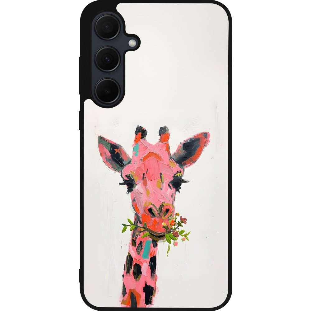 Coque Samsung Galaxy A55 5G - Silicone rigide noir Pink Girafe Paint