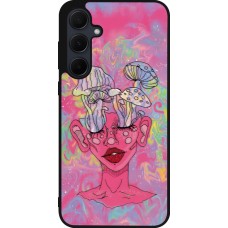 Coque Samsung Galaxy A55 5G - Silicone rigide noir Psychedelic pink mushroom