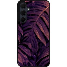 Samsung Galaxy A55 5G Case Hülle - Silikon schwarz Purple Light Leaves