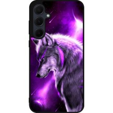 Coque Samsung Galaxy A55 5G - Silicone rigide noir Purple Sky Wolf