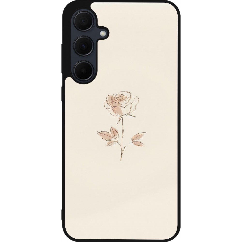 Coque Samsung Galaxy A55 5G - Silicone rigide noir Sable Rose Minimaliste