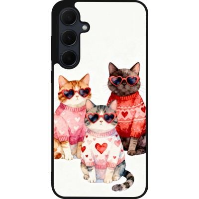 Coque Samsung Galaxy A55 5G - Silicone rigide noir Saint Valentines Day 26 Cat Love
