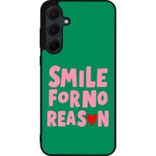 Coque Samsung Galaxy A55 5G - Silicone rigide noir Smile for no reason 2026