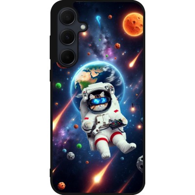 Coque Samsung Galaxy A55 5G - Silicone rigide noir VR SpaceCat Odyssey