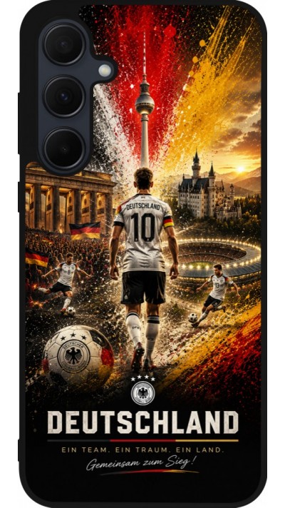 Coque Samsung Galaxy A55 5G - Silicone rigide noir Football Allemagne splash 2026