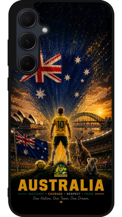 Coque Samsung Galaxy A55 5G - Silicone rigide noir Football Australie splash 2026
