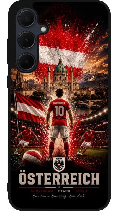 Coque Samsung Galaxy A55 5G - Silicone rigide noir Football Autriche splash 2026