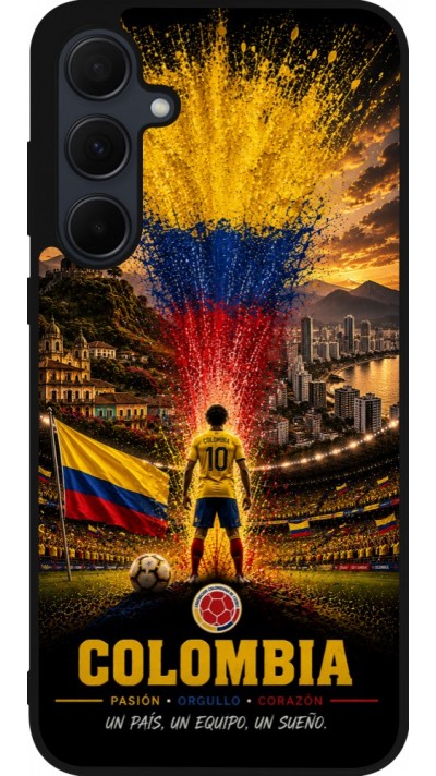 Coque Samsung Galaxy A55 5G - Silicone rigide noir Football Colombie splash 2026