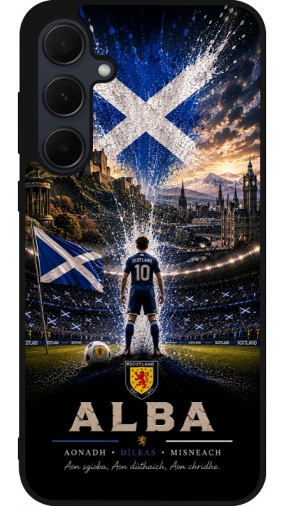 Coque Samsung Galaxy A55 5G - Silicone rigide noir Football Écosse splash 2026