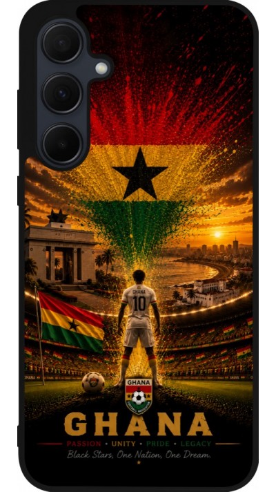 Coque Samsung Galaxy A55 5G - Silicone rigide noir Football Ghana splash 2026