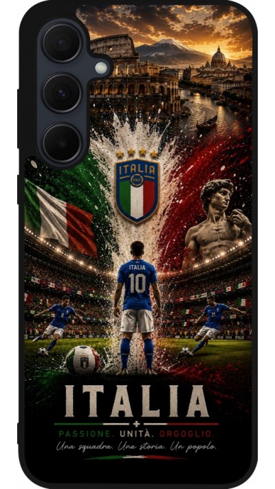 Coque Samsung Galaxy A55 5G - Silicone rigide noir Football Italie splash 2026